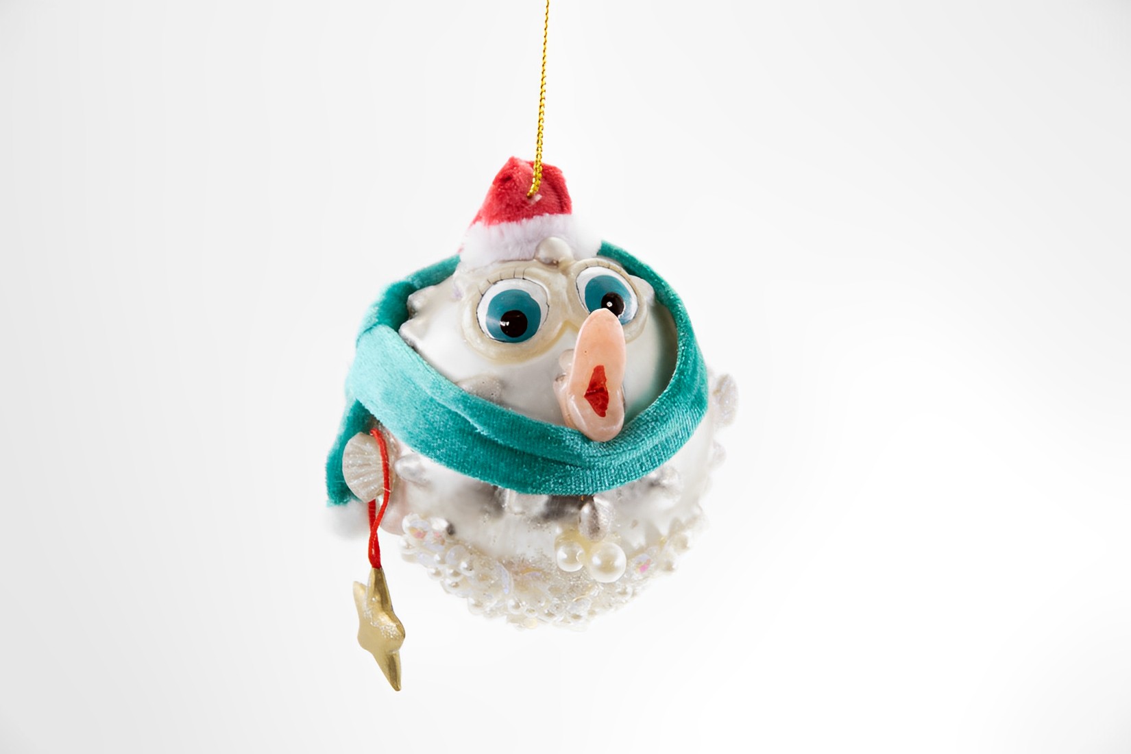Kugelfisch mit Weihnachtsmütze Weihnachtsschmuck