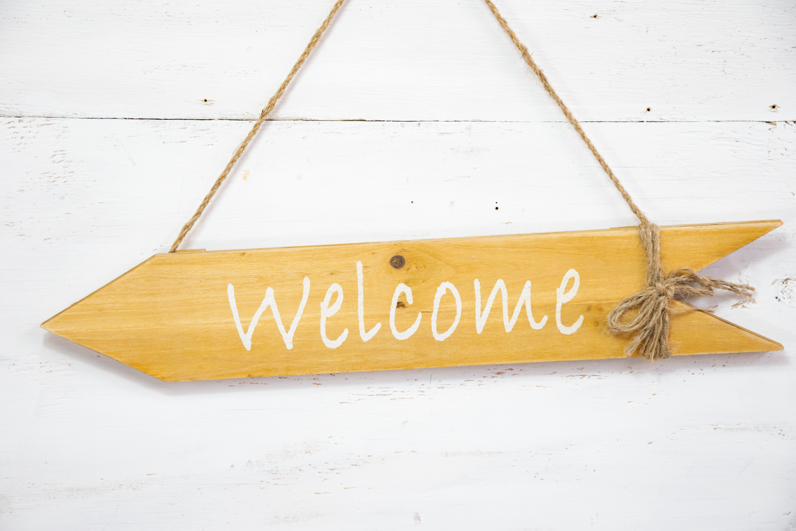 Türschild Welcome Holz braun Maritim Landhausstil
