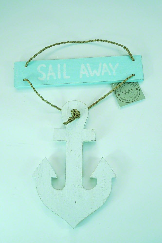 Anker weiß mit Schild Sail Away Maritim