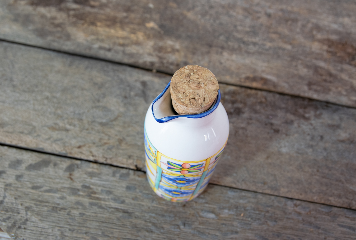 Essig- Ölflasche Keramik mit Korkverschluss Landhausstil