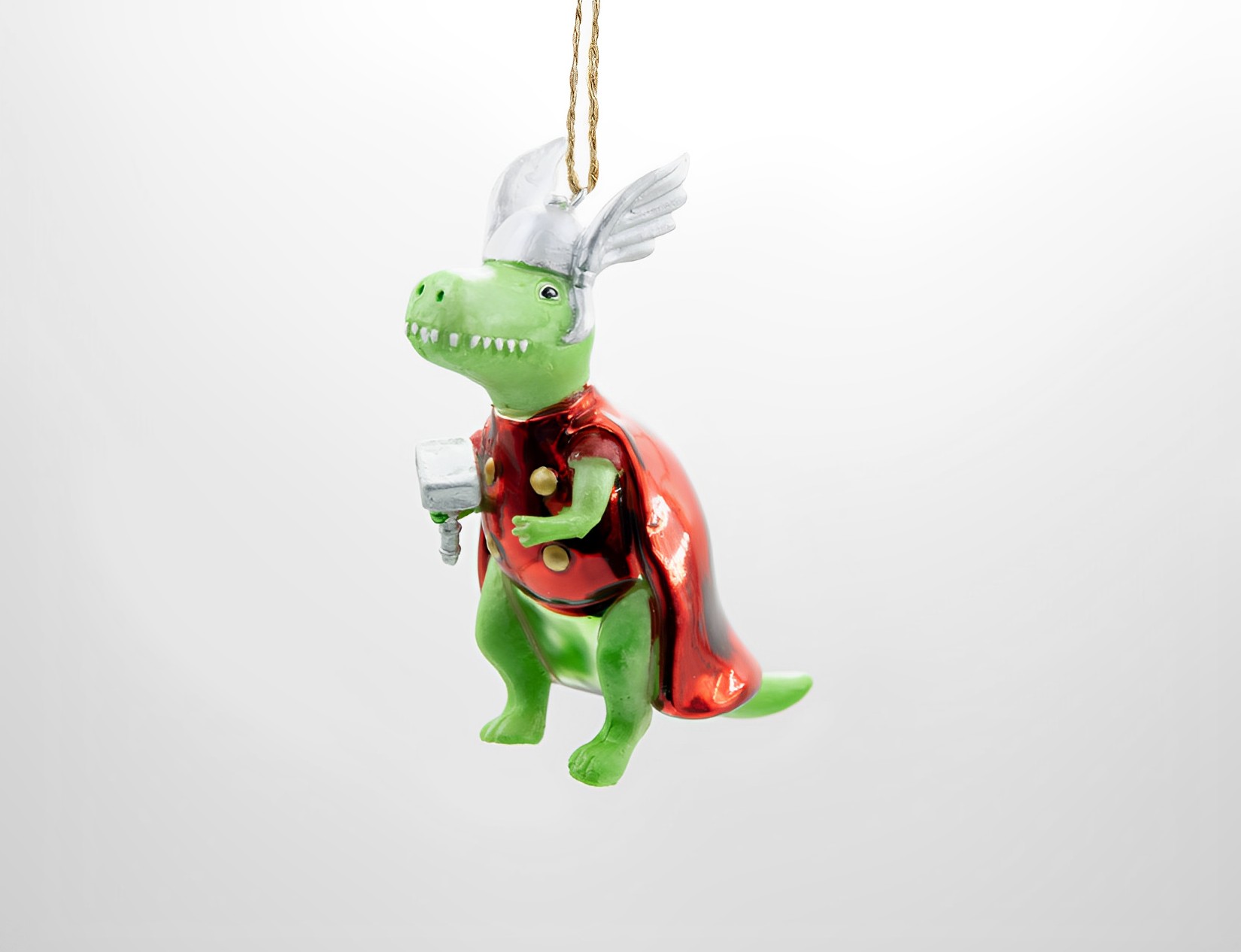 Sass & Belle T-Rex Thor mit Hammer Weihnachtsschmuck   