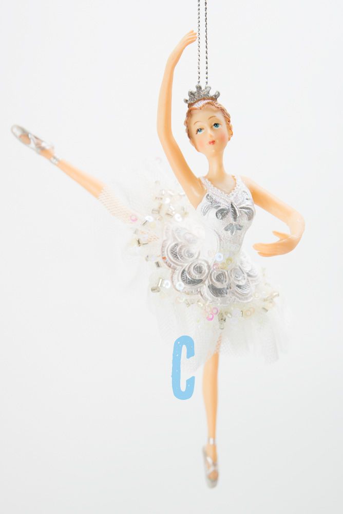 Ballerina weisse Tänzerin Christbaumschmuck