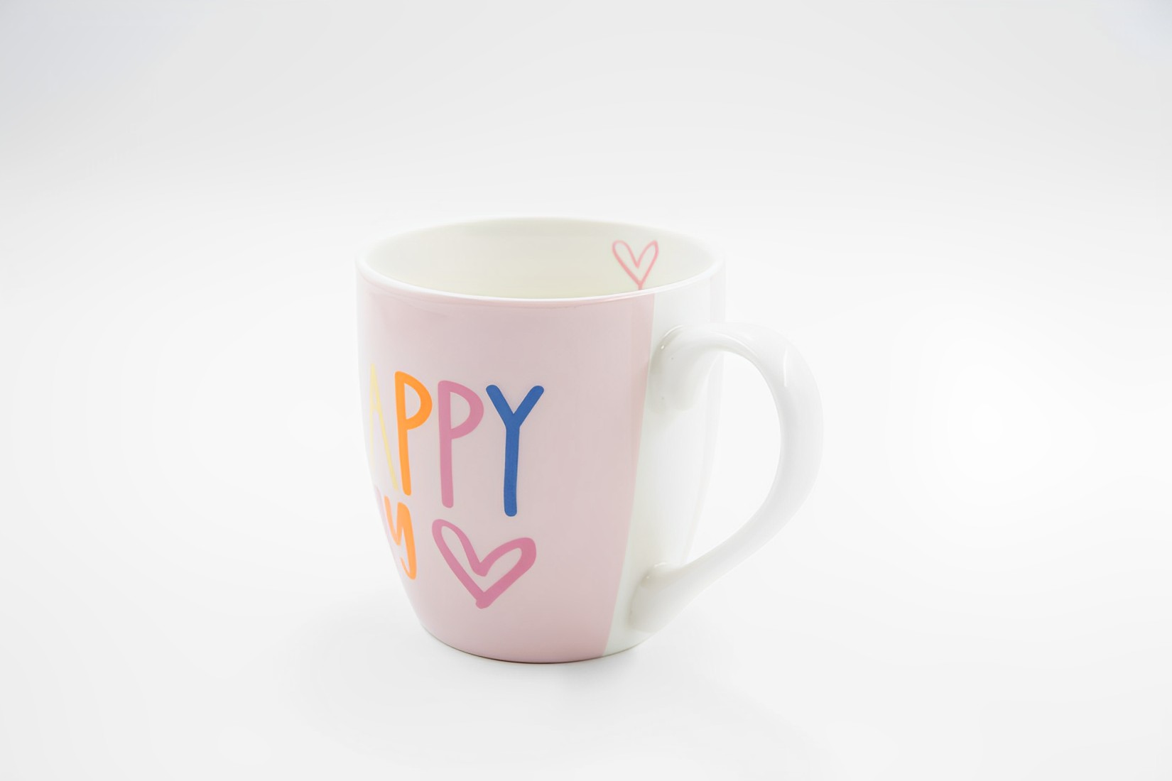 B-Ware Kaffeetasse Becher Tasse Jumbobecher Keramik 400ml Happy Day rosa 