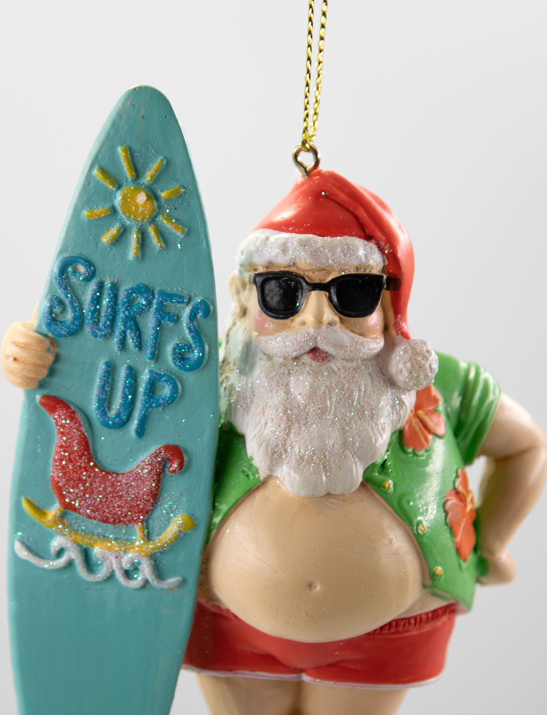 Weihnachtsmann mit Surfbrett Christbaumschmuck 