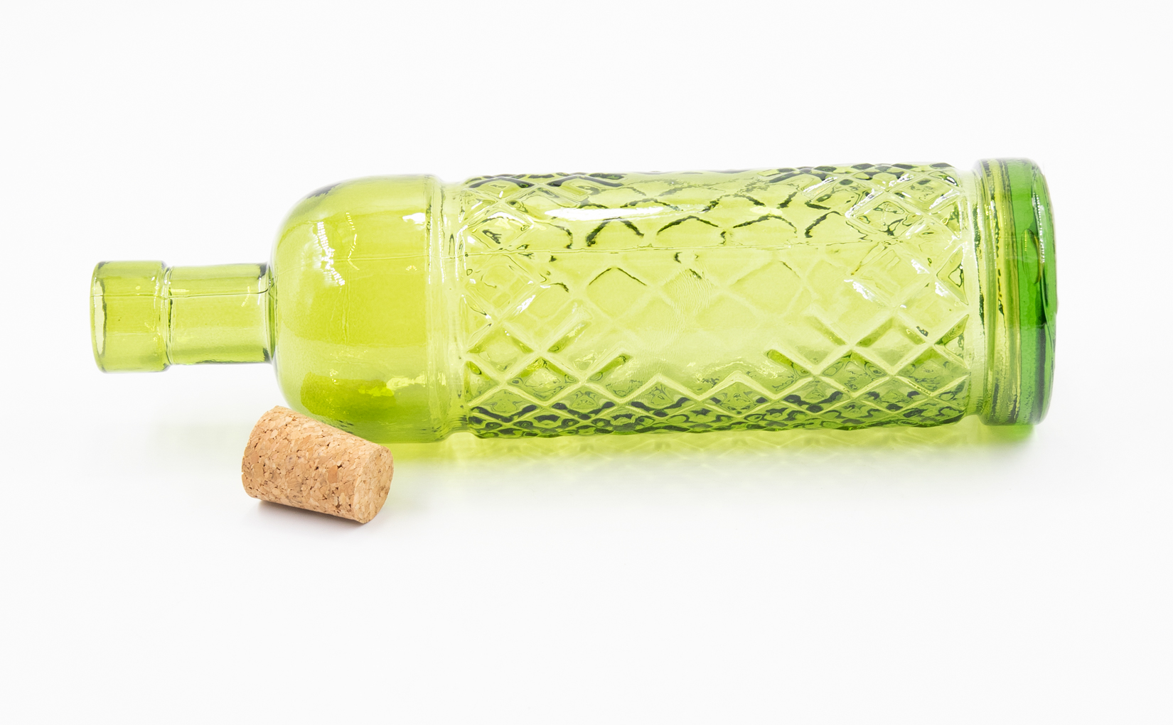 Glasflasche mit Korkverschluß 450ml Essig / Öl Landhausstil