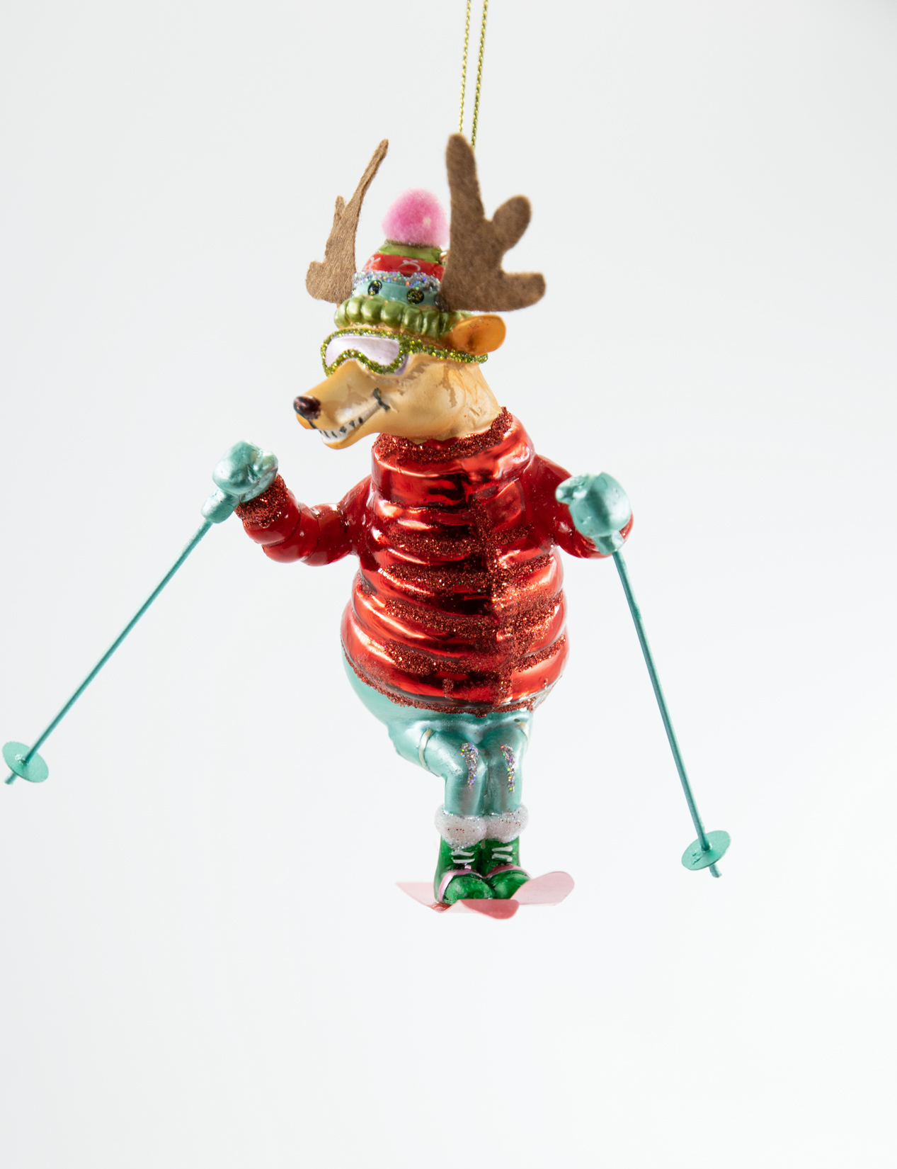 Weihnachtsschmuck Hänger Rentier Skifahrer