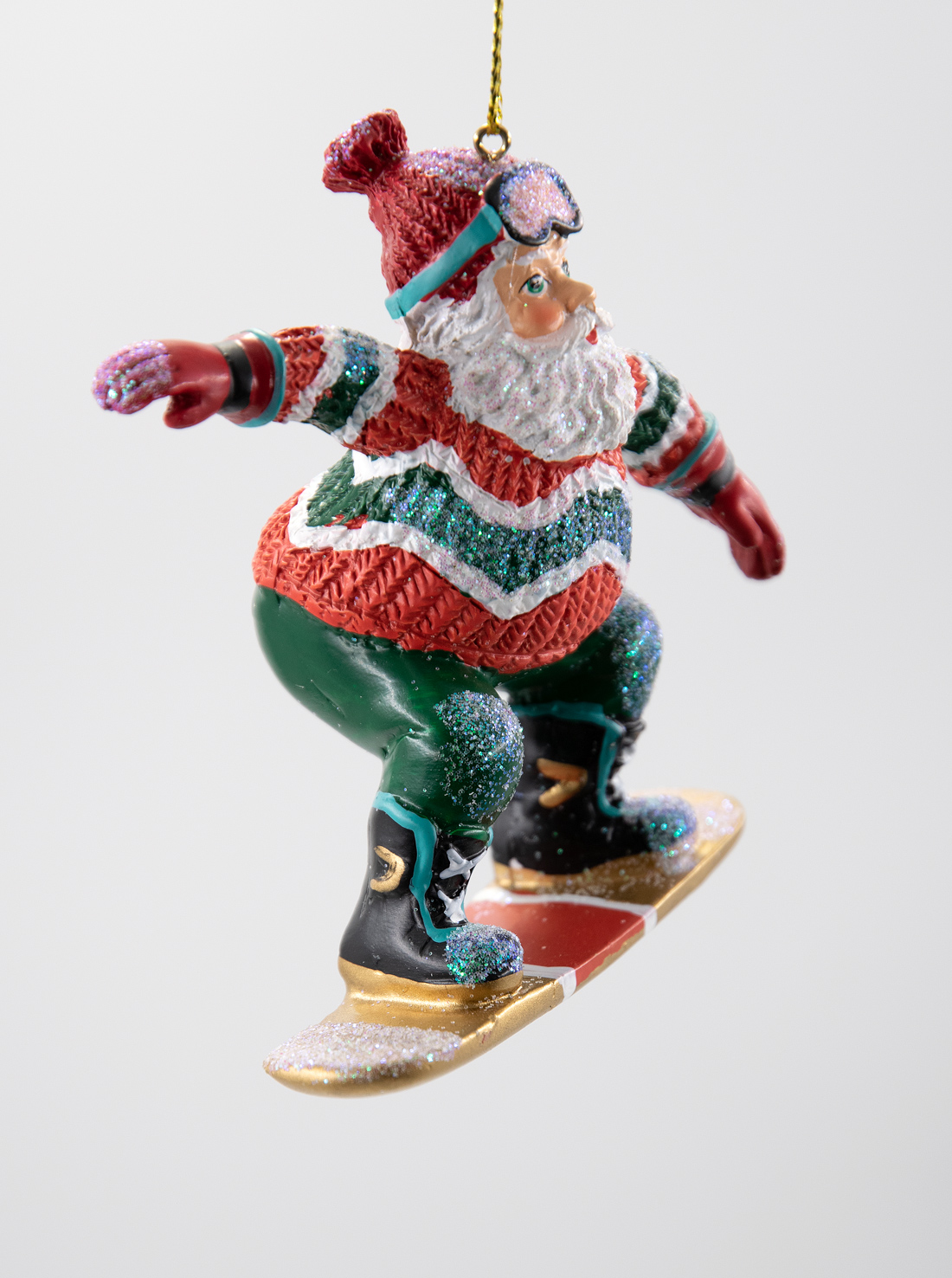 Weihnachtsmann auf dem Snowboard Christbaumschmuck