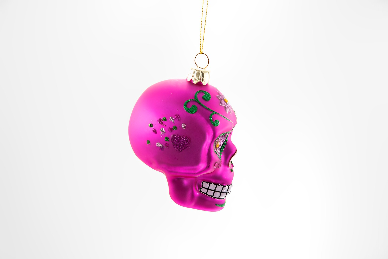 Totenkopf pink Glas Weihnachtsschmuck 