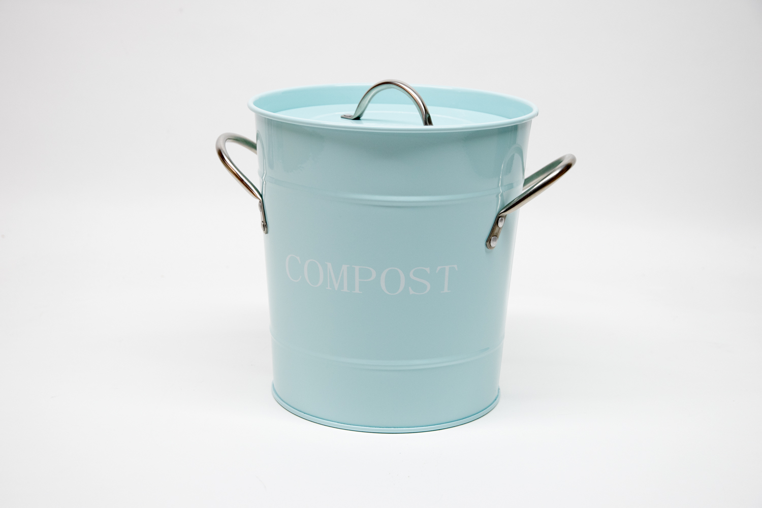 Komposteimer blau aus Metall Landhausstil 