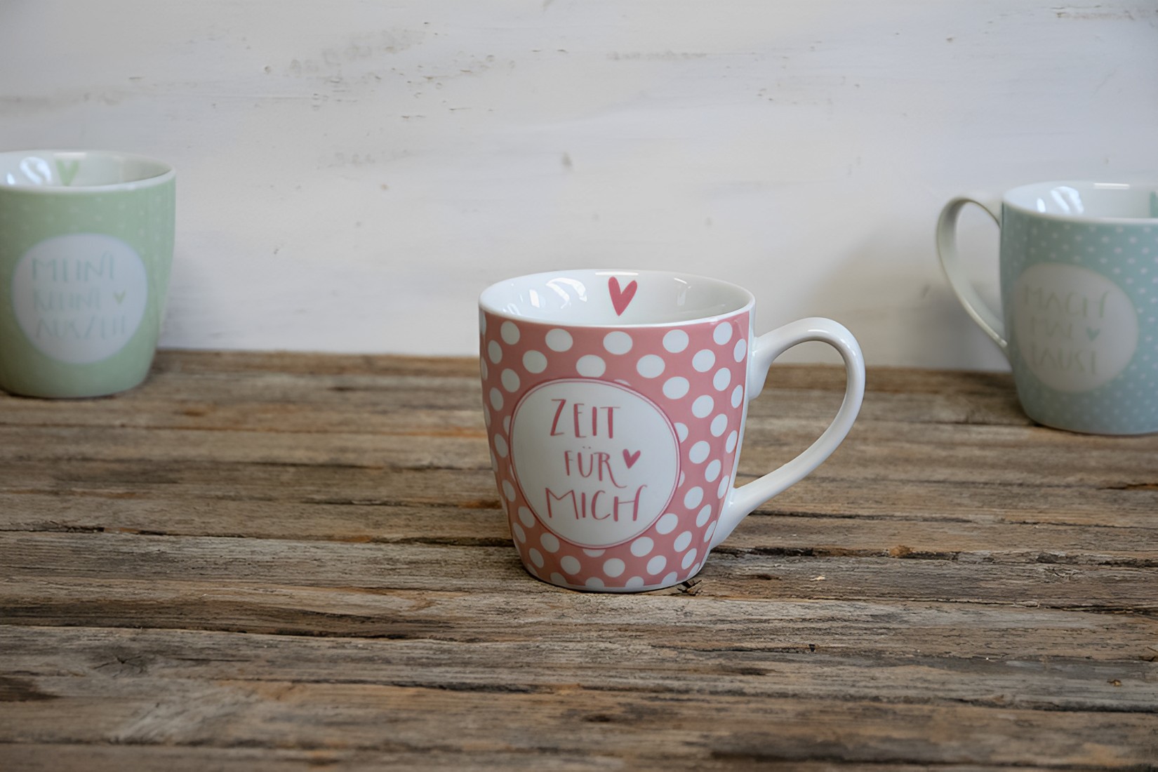 Kaffeetasse Becher Tasse Jumbobecher Keramik 400ml Zeit für mich rosa Landhausstil 
