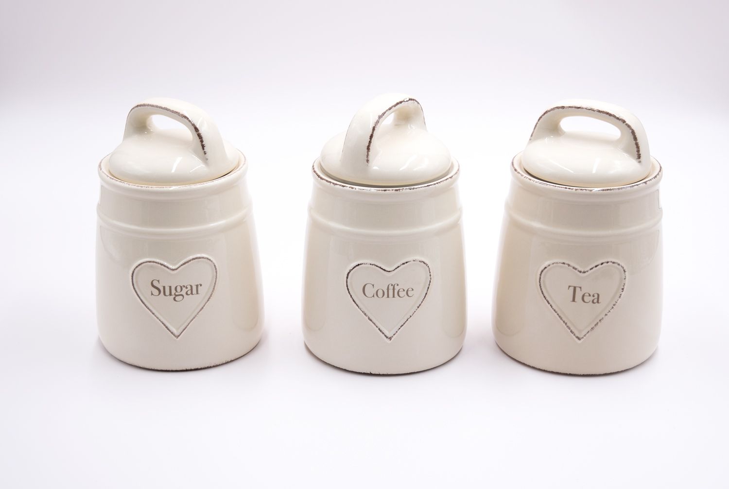Kaffee-, Tee- & Zuckerdose 3er Set Keramik Landhausstil