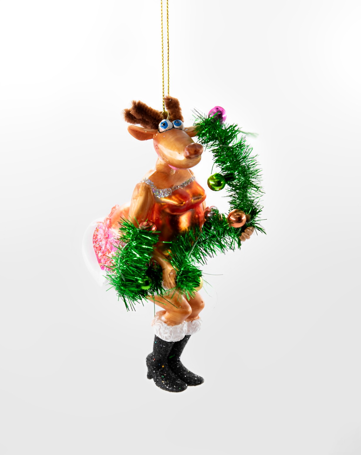 Weihnachtsschmuck Hänger Rentier mit Tannengirlande