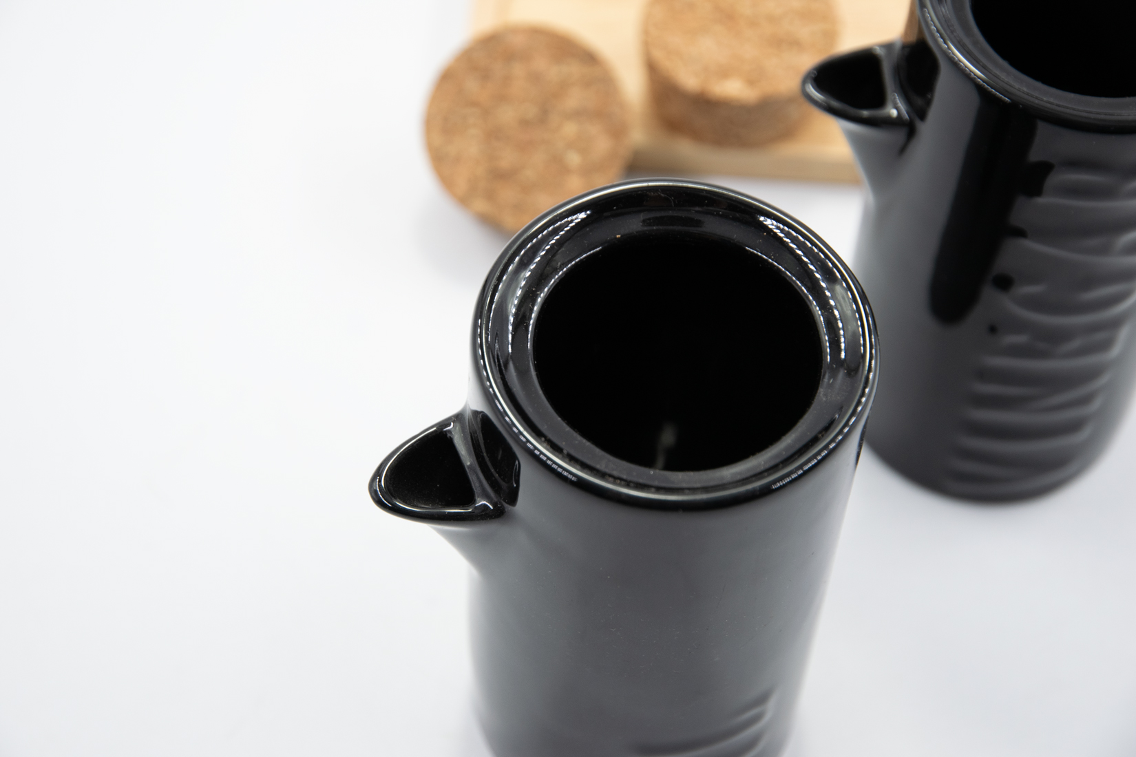 Essig- & Ölflasche Set mit Holzplatte schwarz Modern Life Landhausstil 