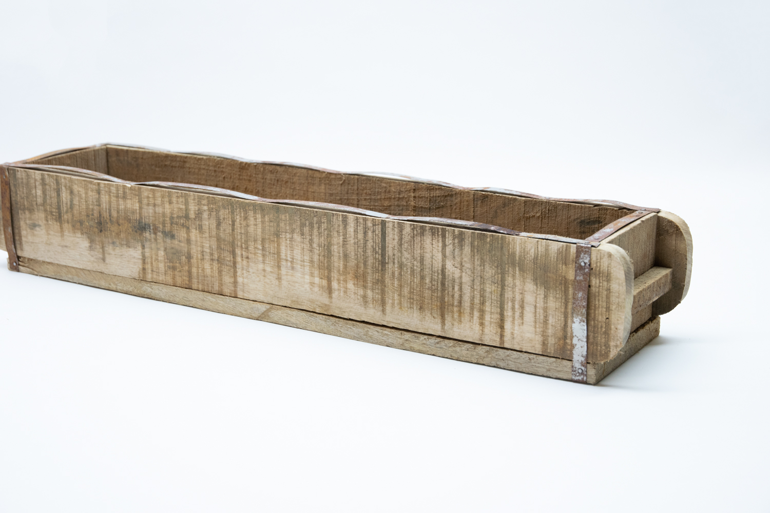 Kasten Ziegelform Holz braun lang Industriestil Landhausstil