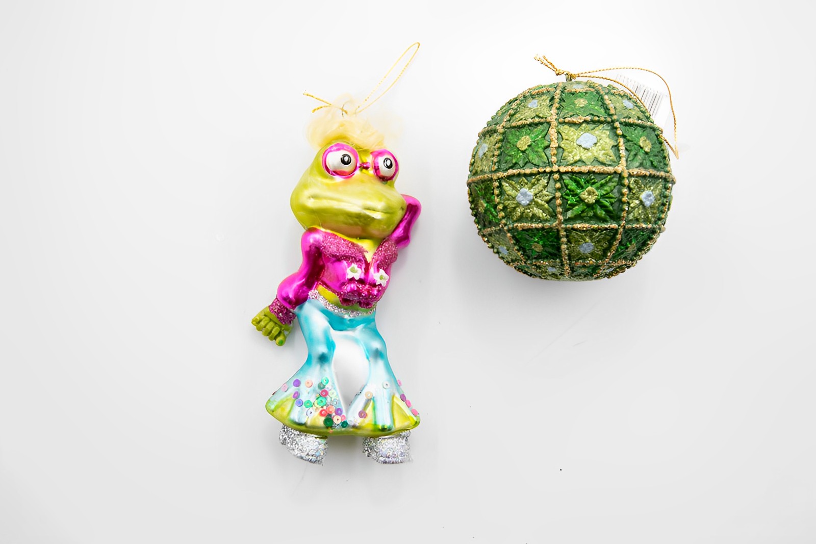 Disco Frosch & Kugel 2er Set B-Ware Christbaumschmuck  