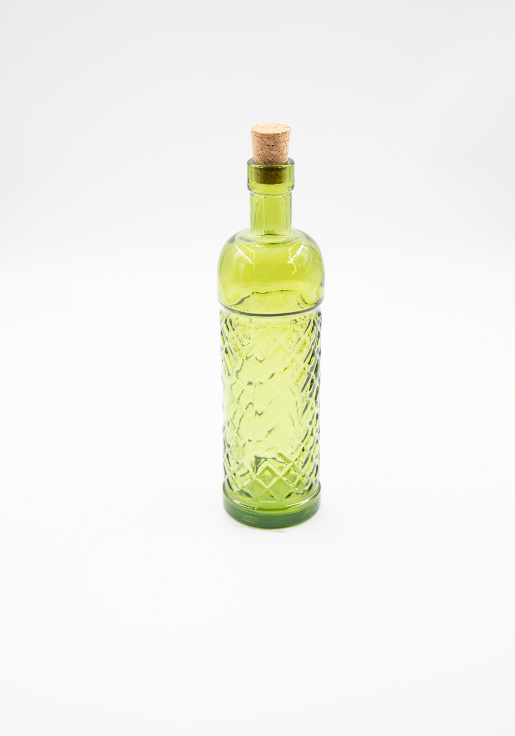 Glasflasche mit Korkverschluß 450ml Essig / Öl Landhausstil