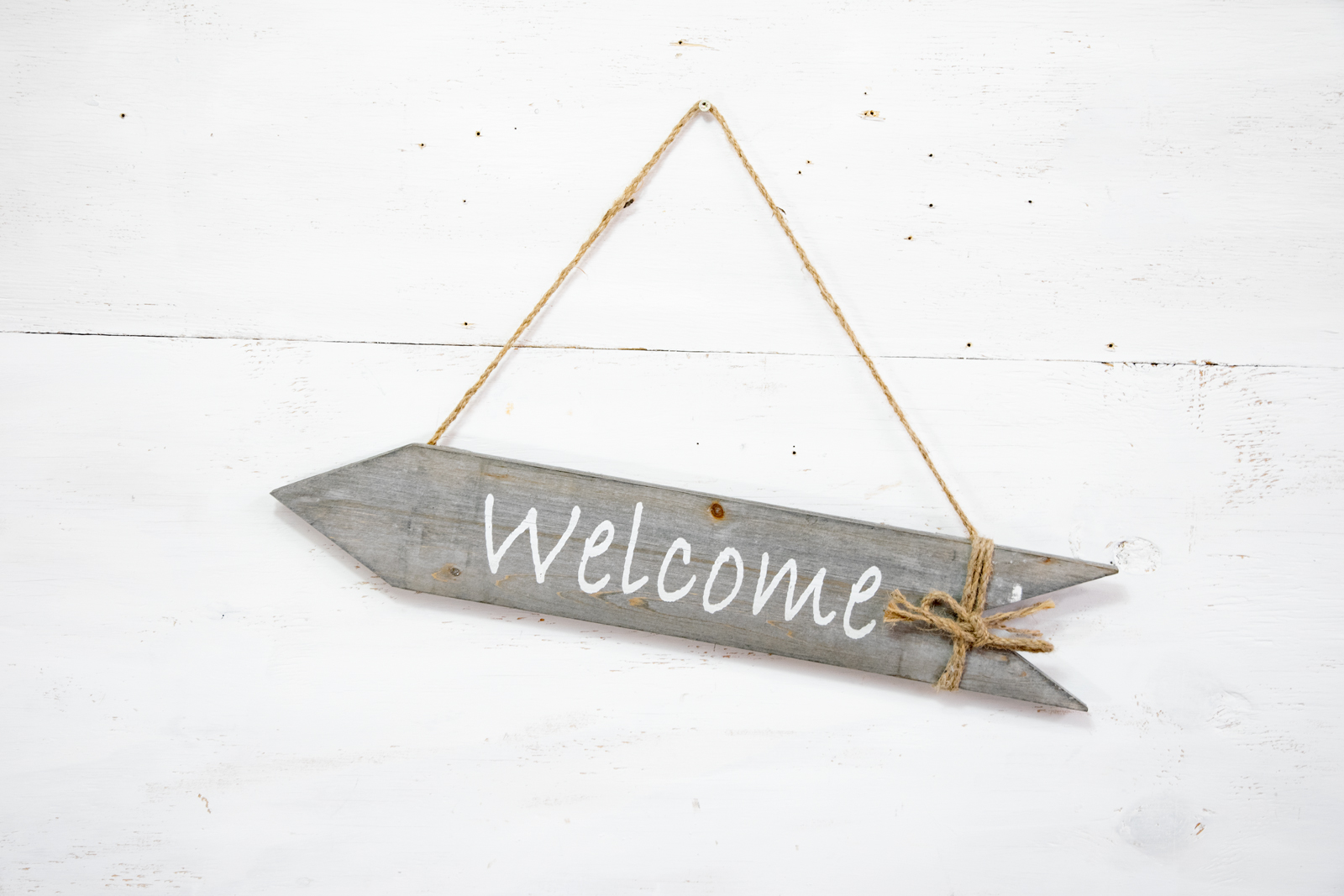 Türschild Welcome Holz graubraun Maritim Landhausstil
