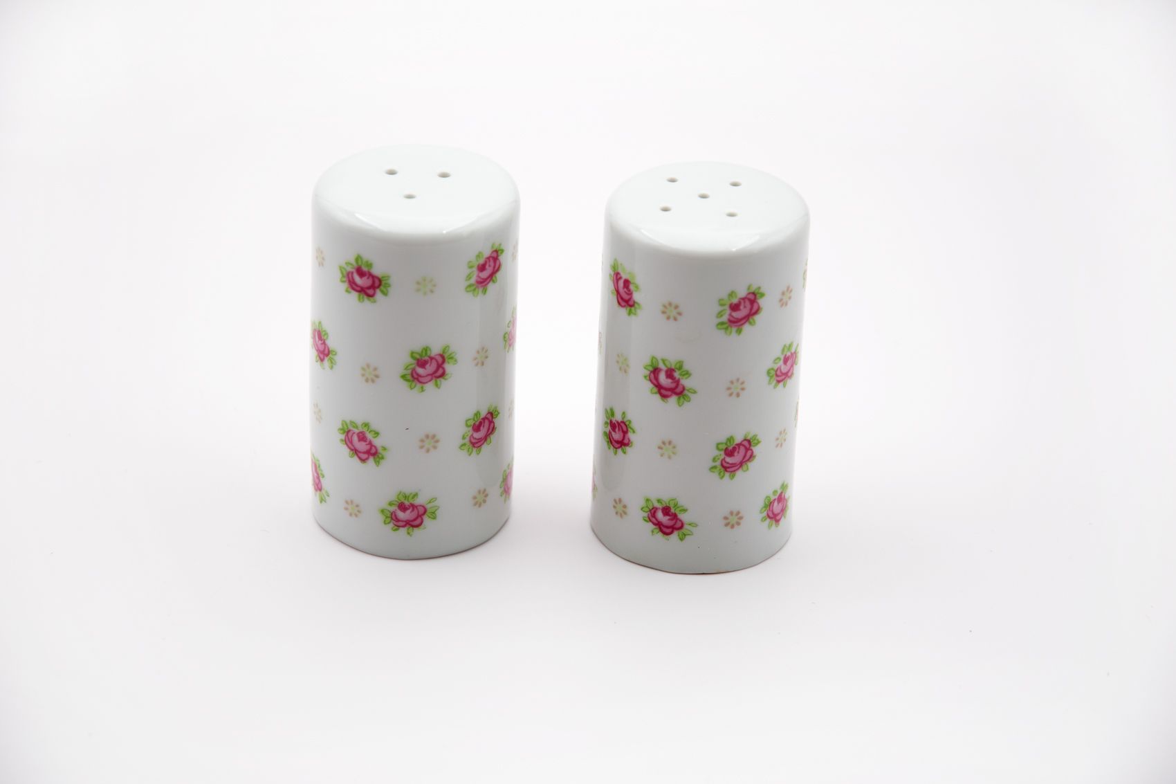 Salz & Pfefferstreuer weiß mit Blumendekor Porzellan Landhausstil