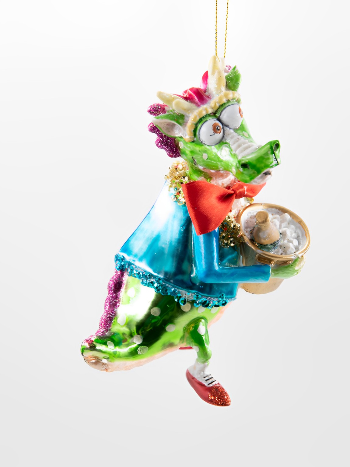 Weihnachtsschmuck Hänger Drache mit Sekt