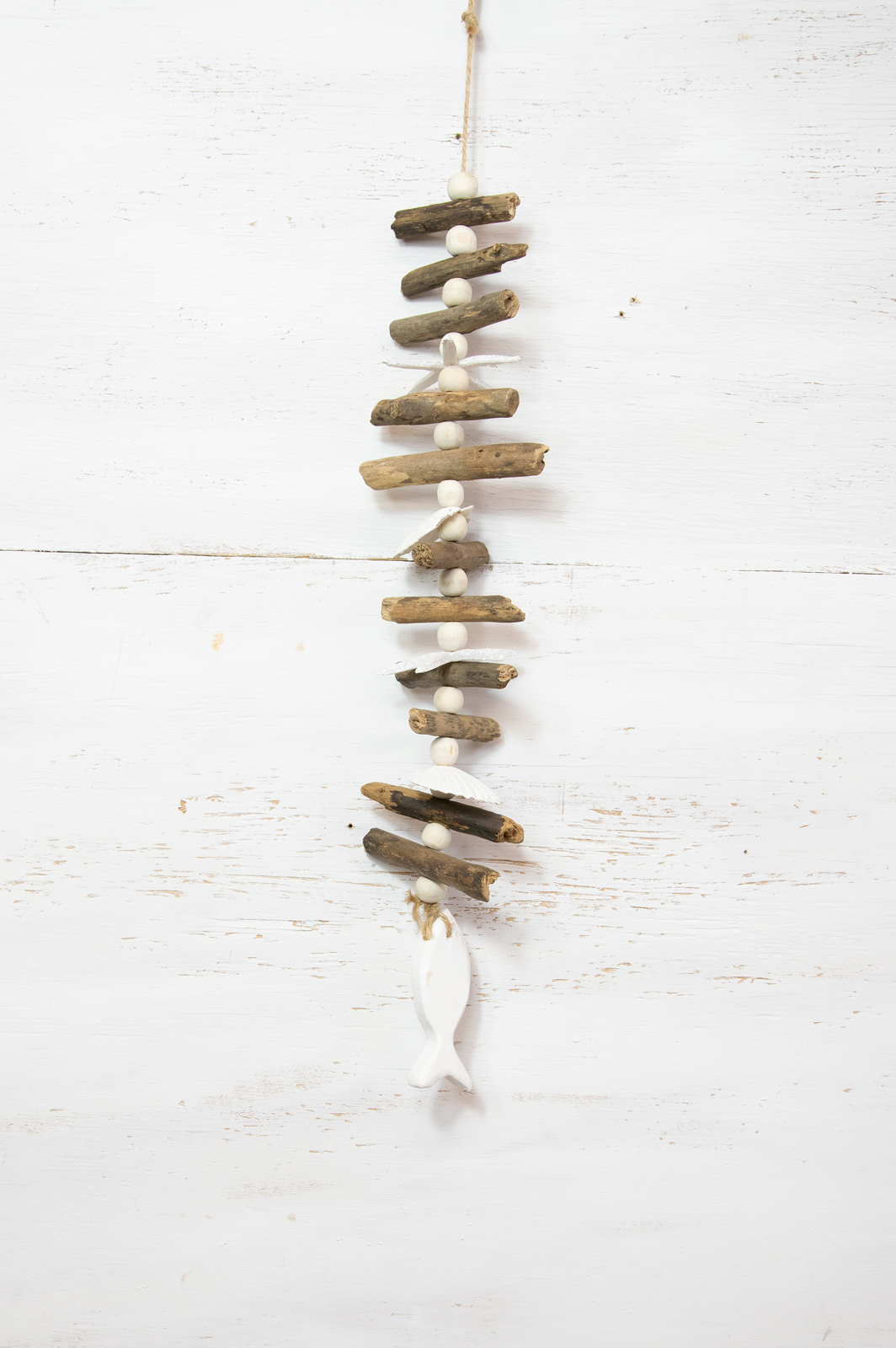 Deco Fisch Girlande weiss Holz Maritim
