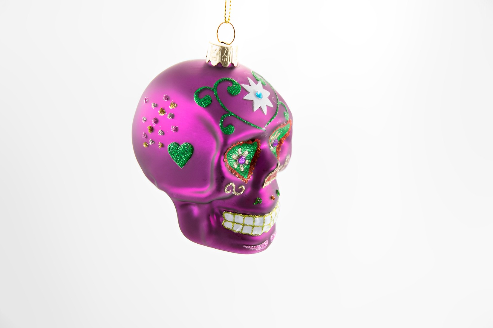 Totenkopf lila Glas Weihnachtsschmuck   