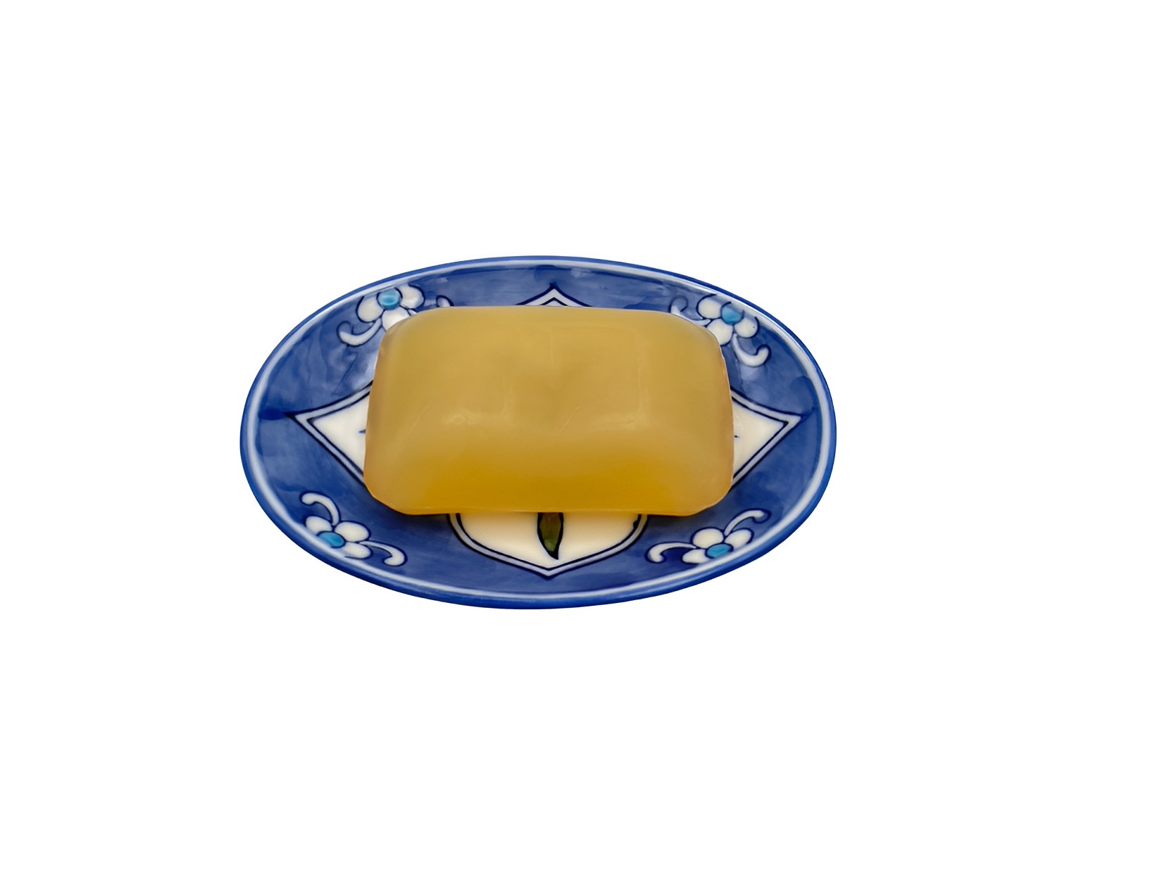 Seifenschale Blume oval Steingut glasiert