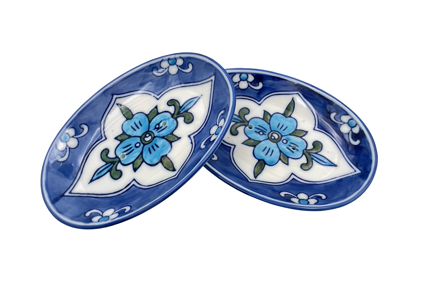 Seifenschale Blume oval Steingut glasiert