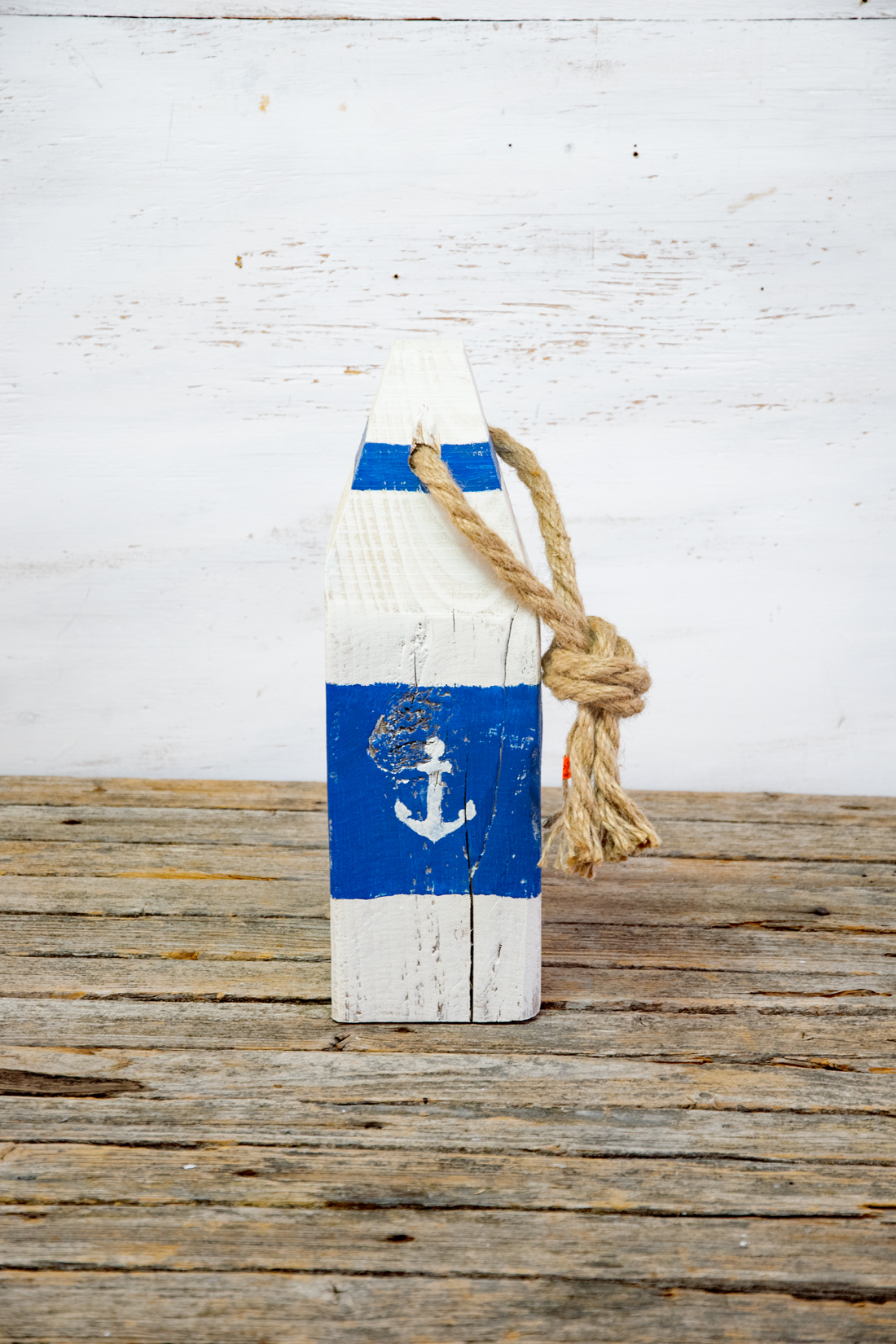 Türstopper Hummerboje Boje Holz eckig Ahoi blau Maritim