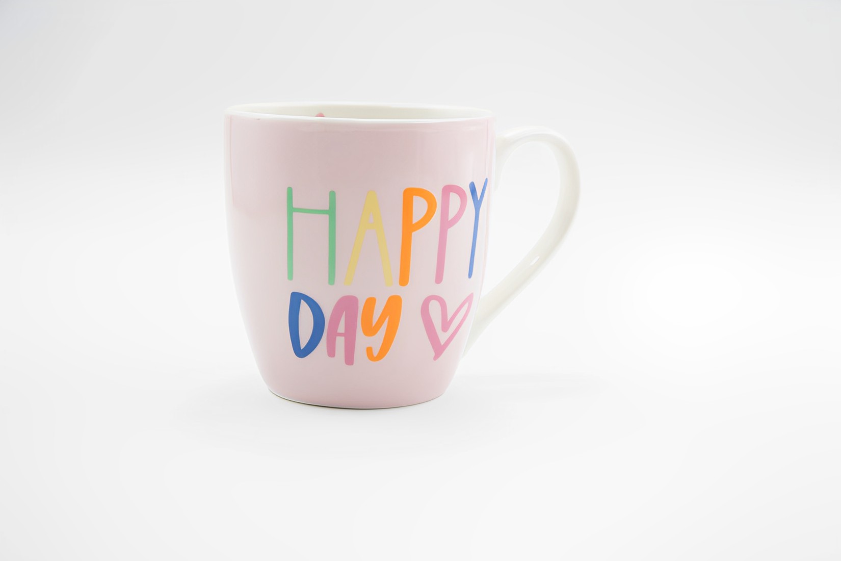 B-Ware Kaffeetasse Becher Tasse Jumbobecher Keramik 400ml Happy Day rosa 