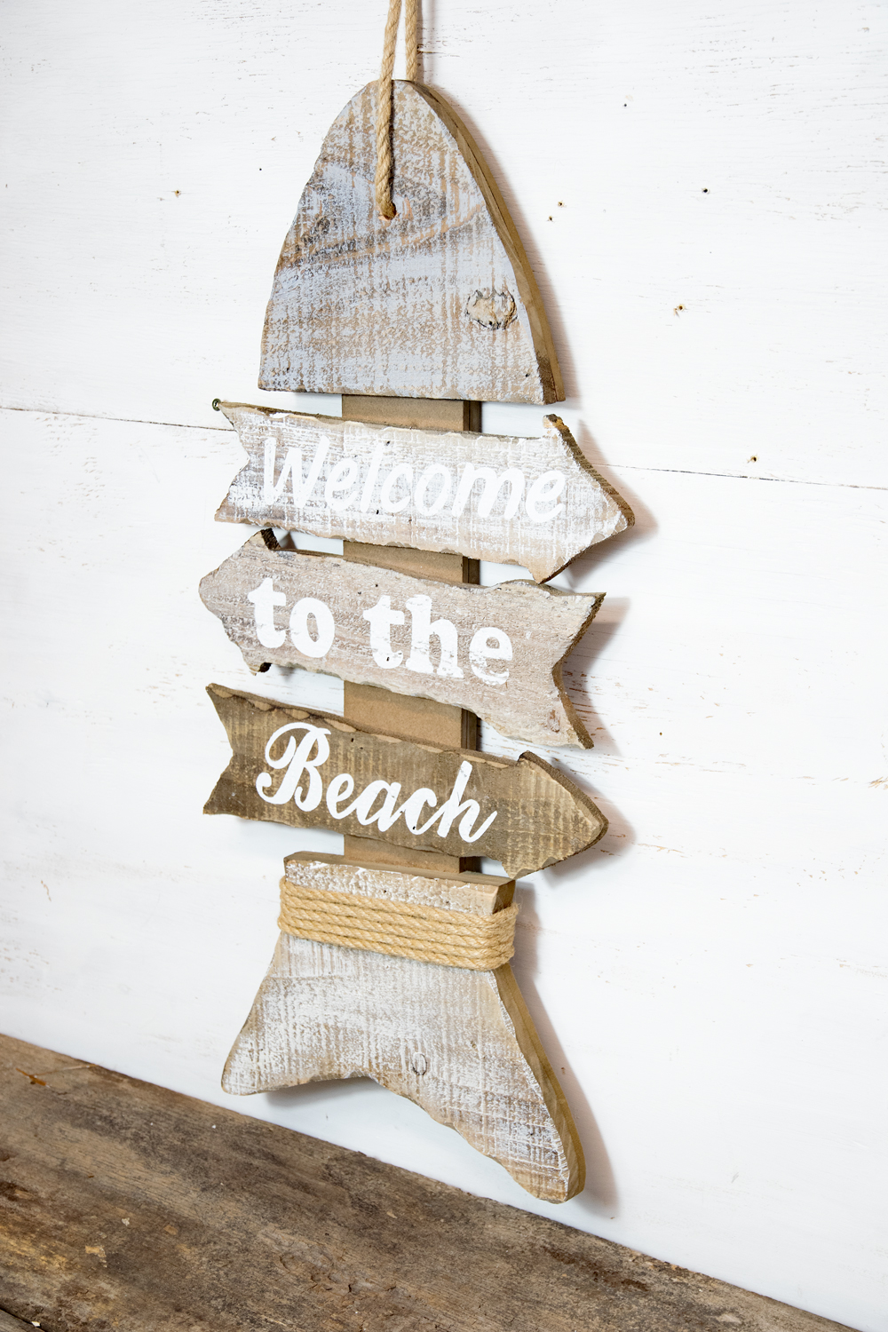 Türschild Fisch Welcome to the Beach Holz Maritim