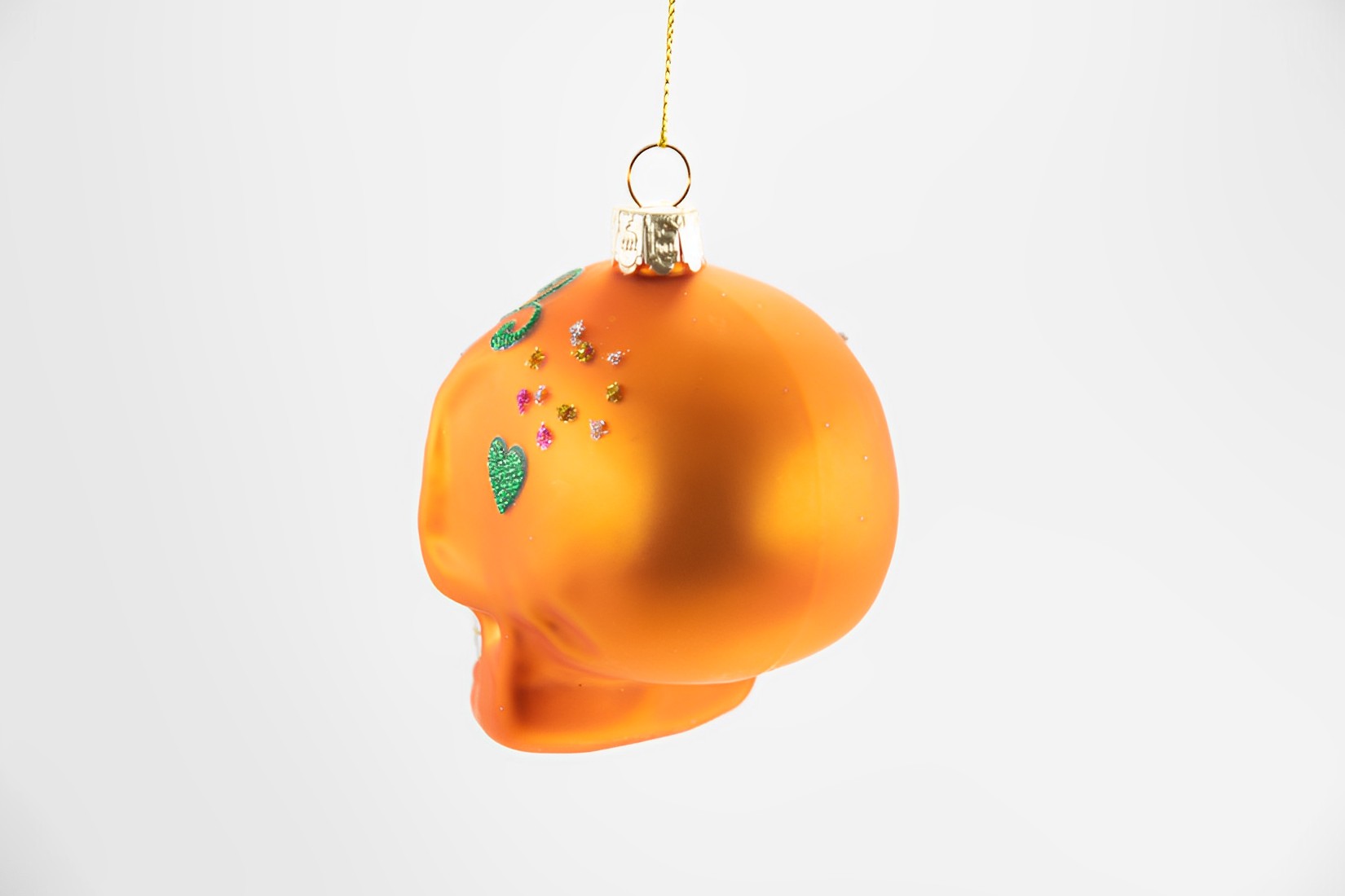 Totenkopf orange Glas Weihnachtsschmuck  