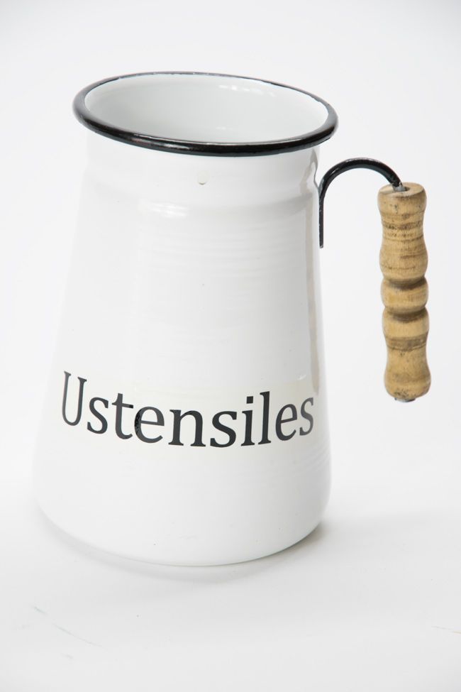 Dose Utensilienbox aus Email Landhausstil