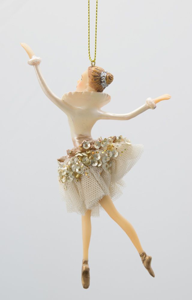 Ballerina creme/lila/grau Tänzerin Christbaumschmuck
