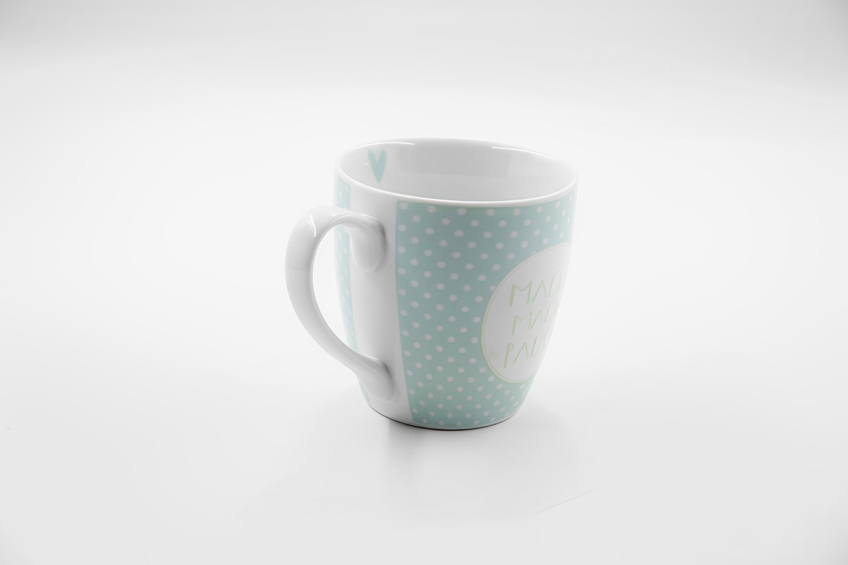 Kaffeetasse Becher Tasse Jumbobecher Keramik 400ml Mach Mal Pause blau Landhausstil  