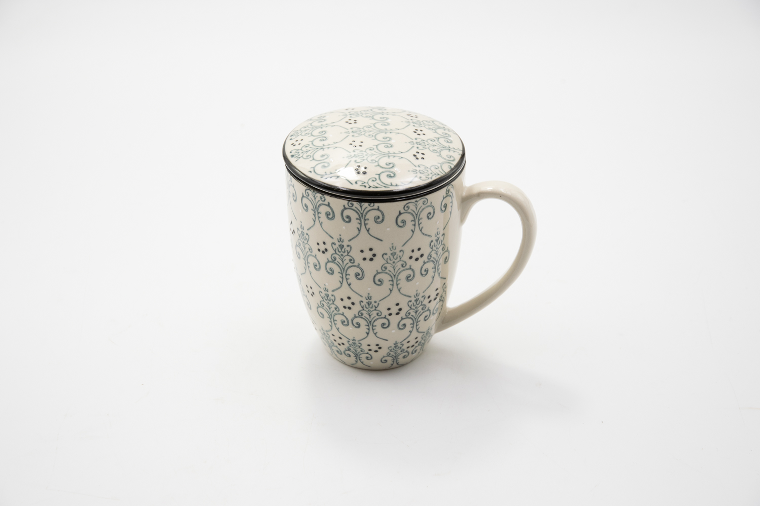 Teetasse mit Teesieb und Deckel Steingut ORIENTAL 400ml