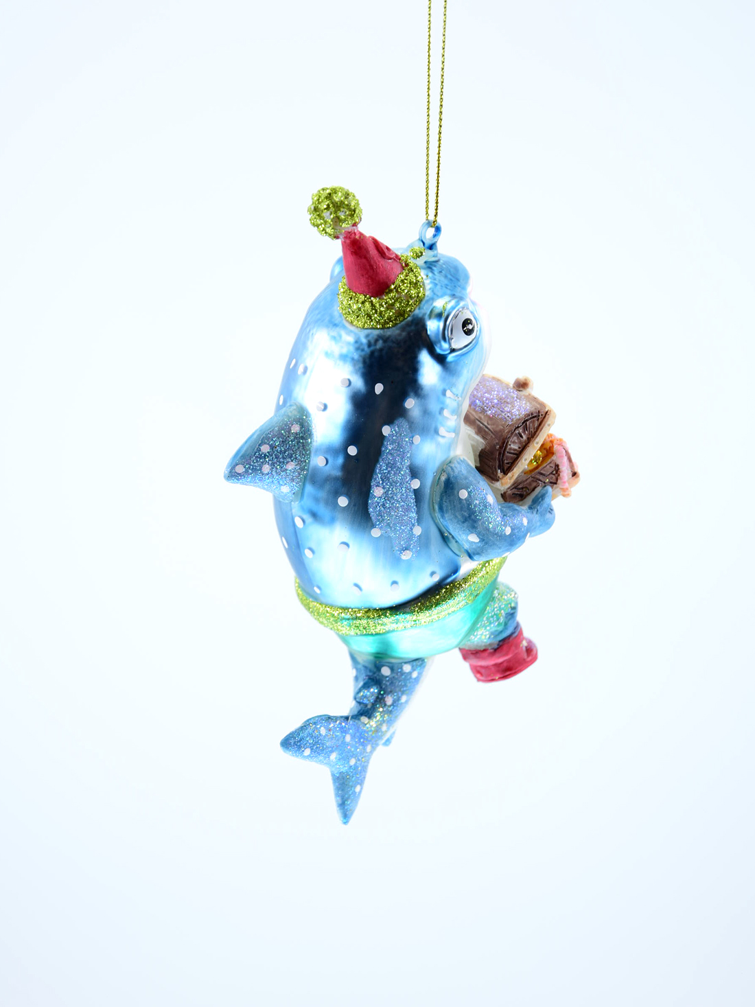 Weihnachtsschmuck Hänger Hai Pirat mit Schatzkiste
