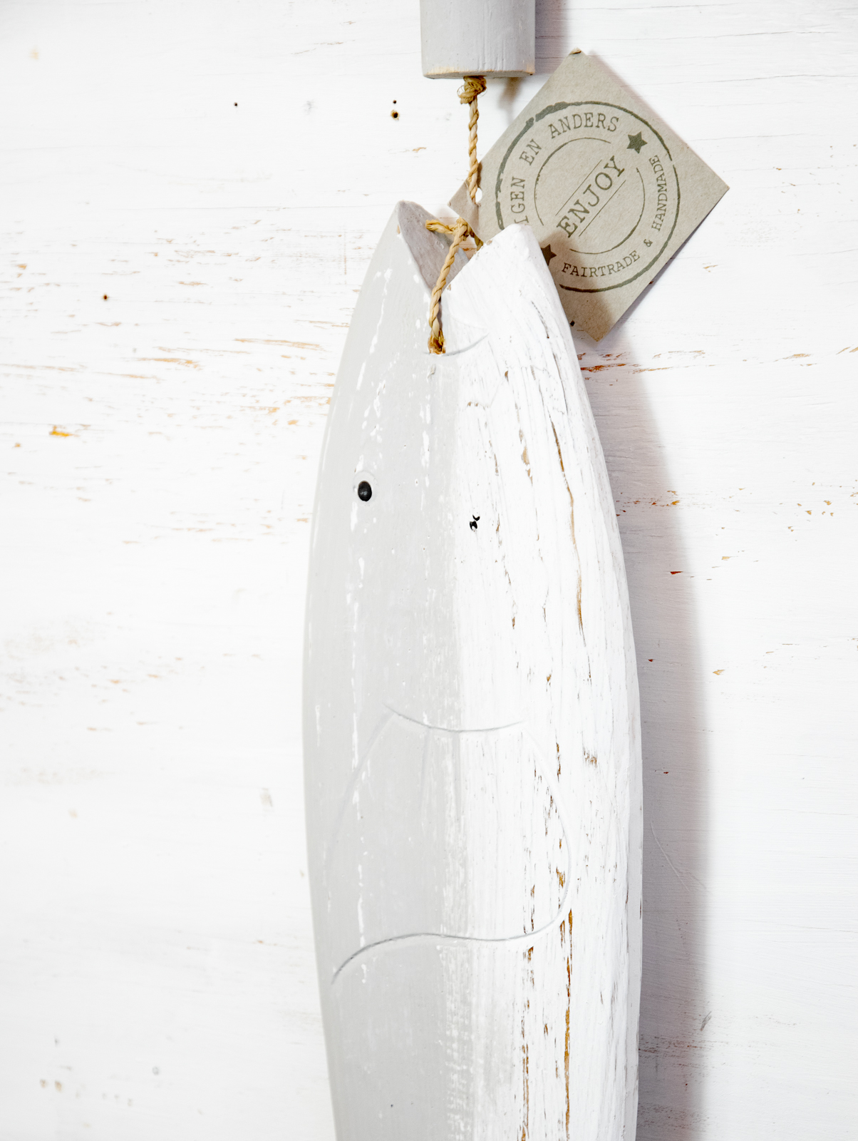 Deco Fisch grau/weiß  Maritim
