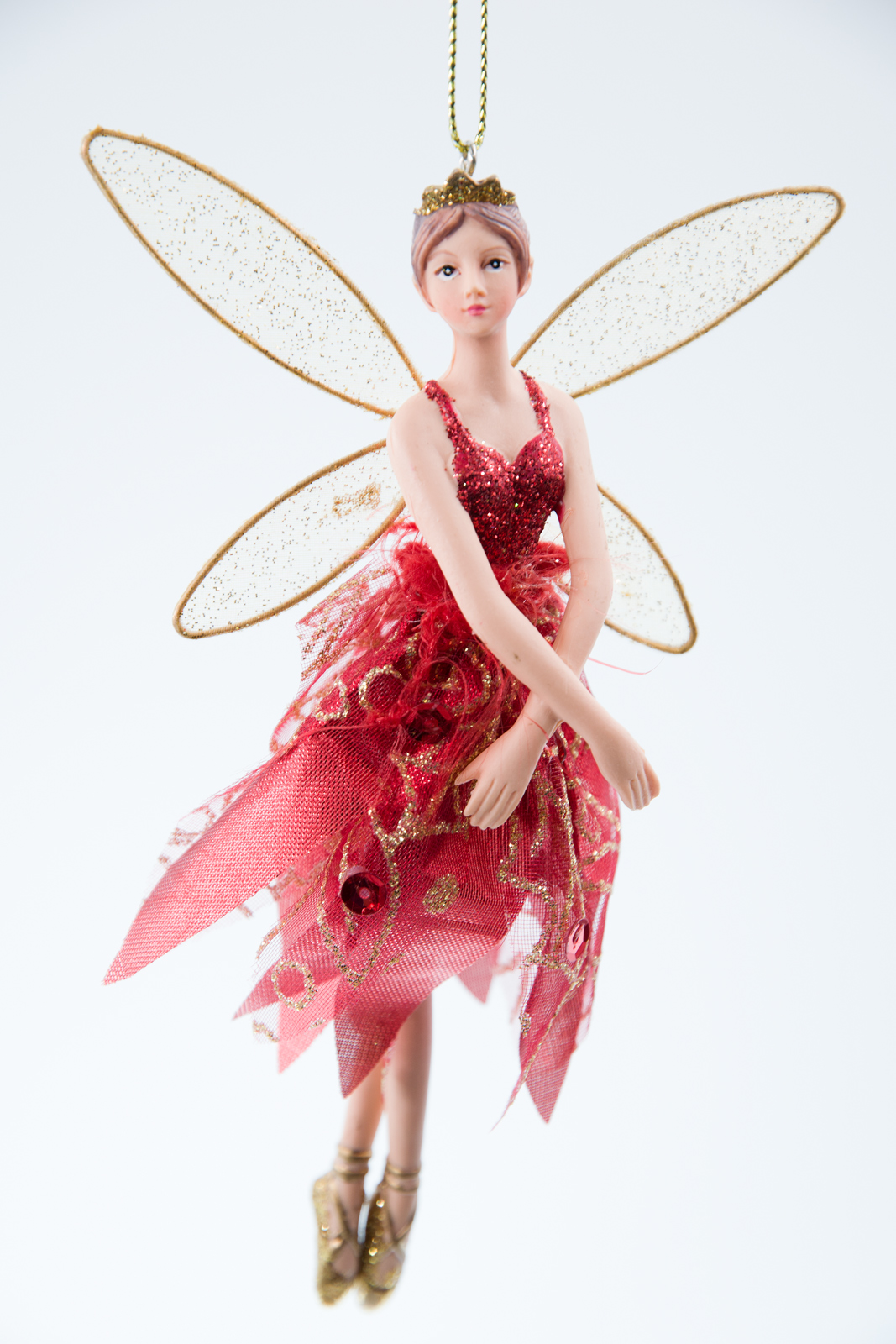 Gisela Graham Fairy Ballerina rot / gold Weihnachtsschmuck