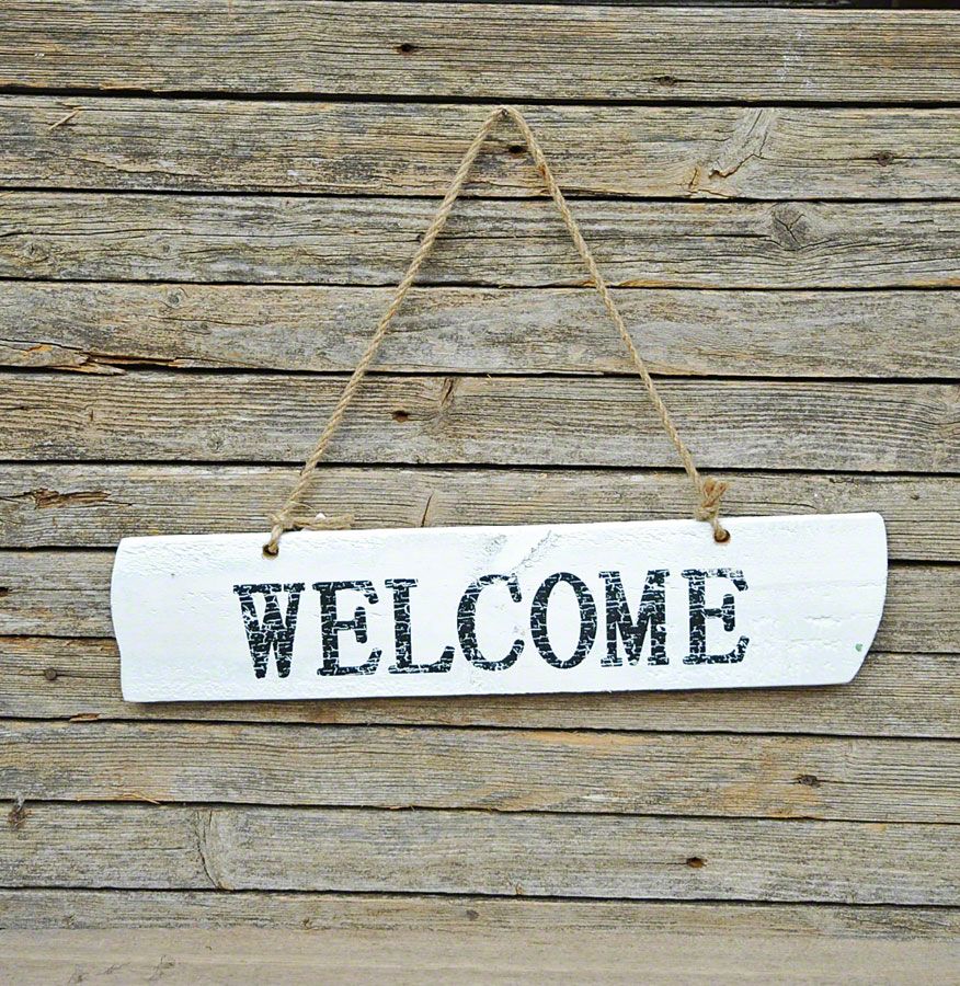 Türschild Welcome Holz