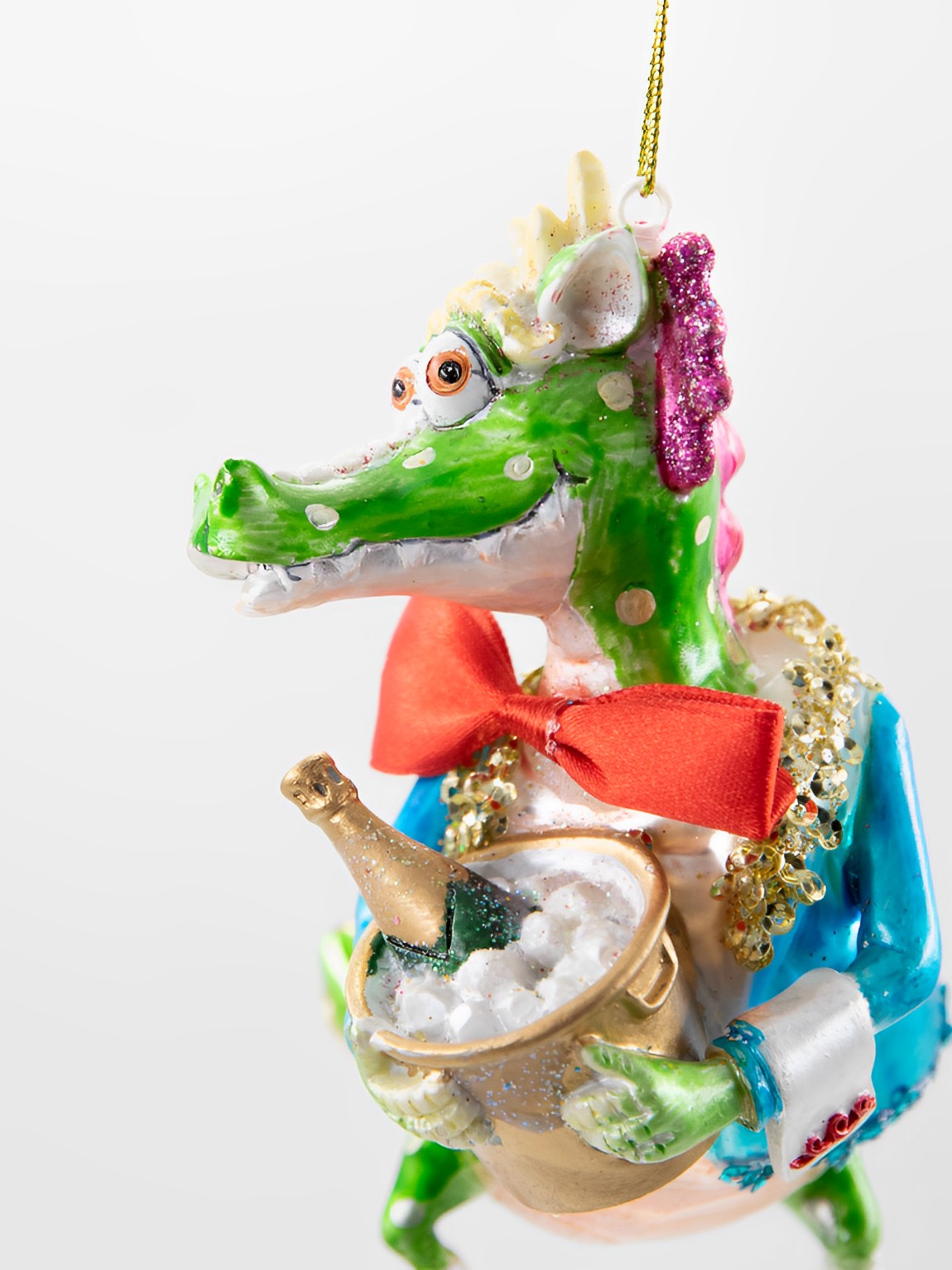 Weihnachtsschmuck Hänger Drache mit Sekt