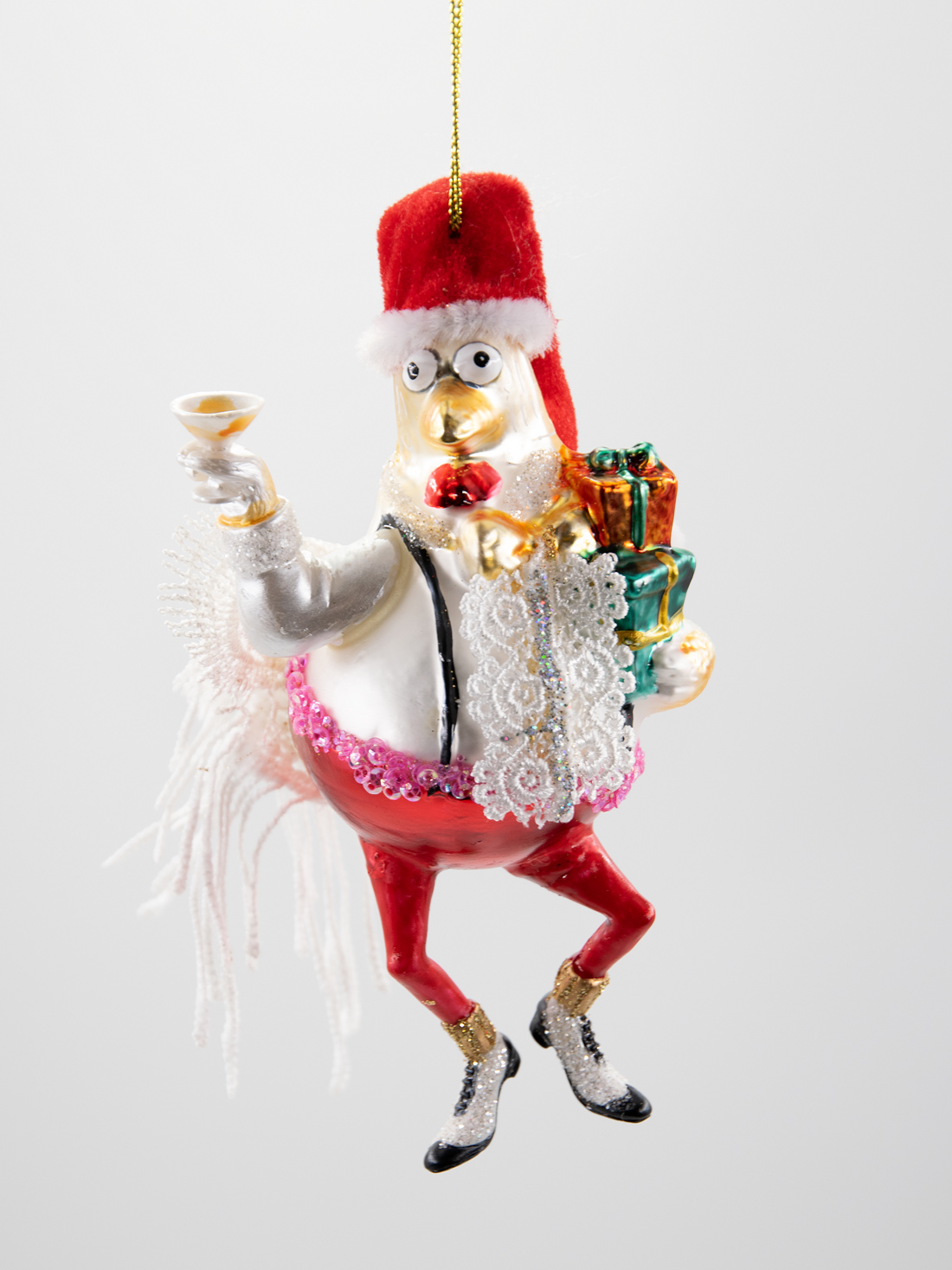 Weihnachtsschmuck Hänger Huhn Henne mit Weihnachtsmütze