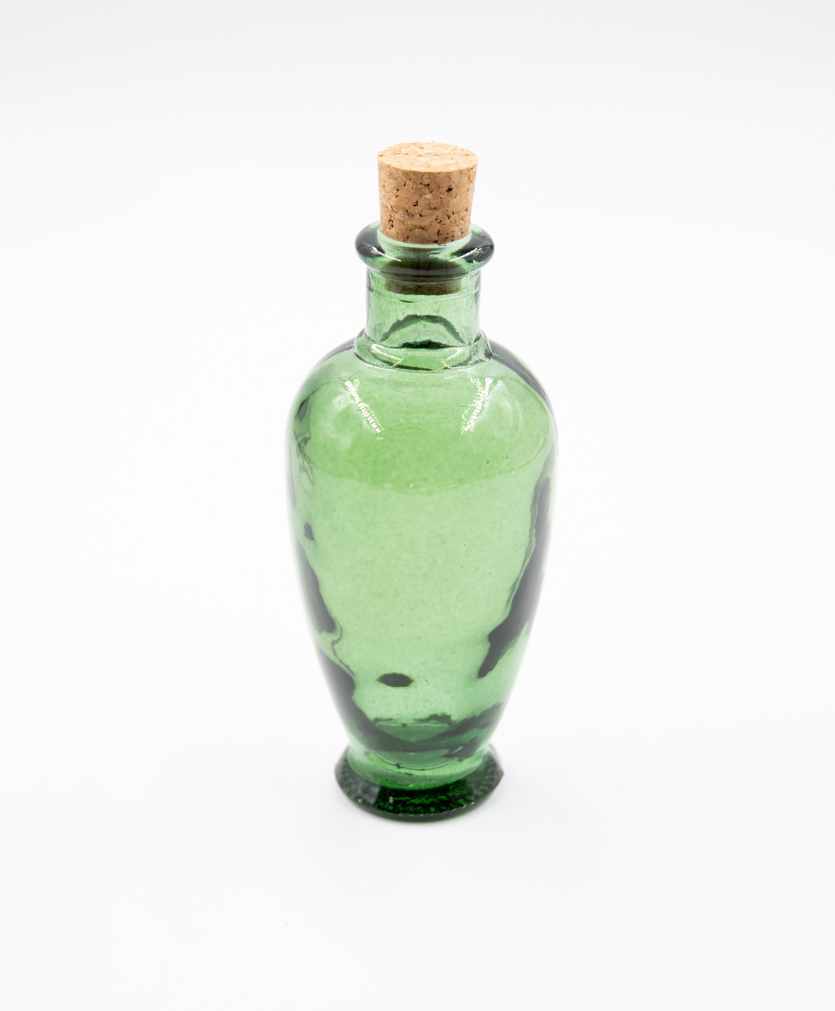 Glasflasche mit Korkverschluß & Essig / Öl grün Landhausstil