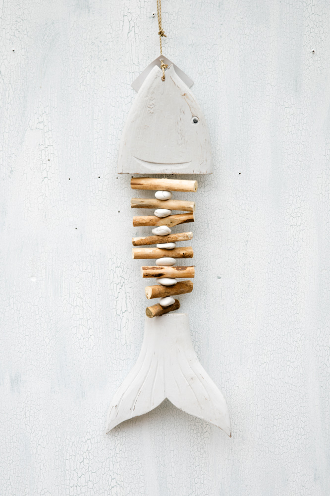 Deco Fisch grau Knochenfisch Maritim 
