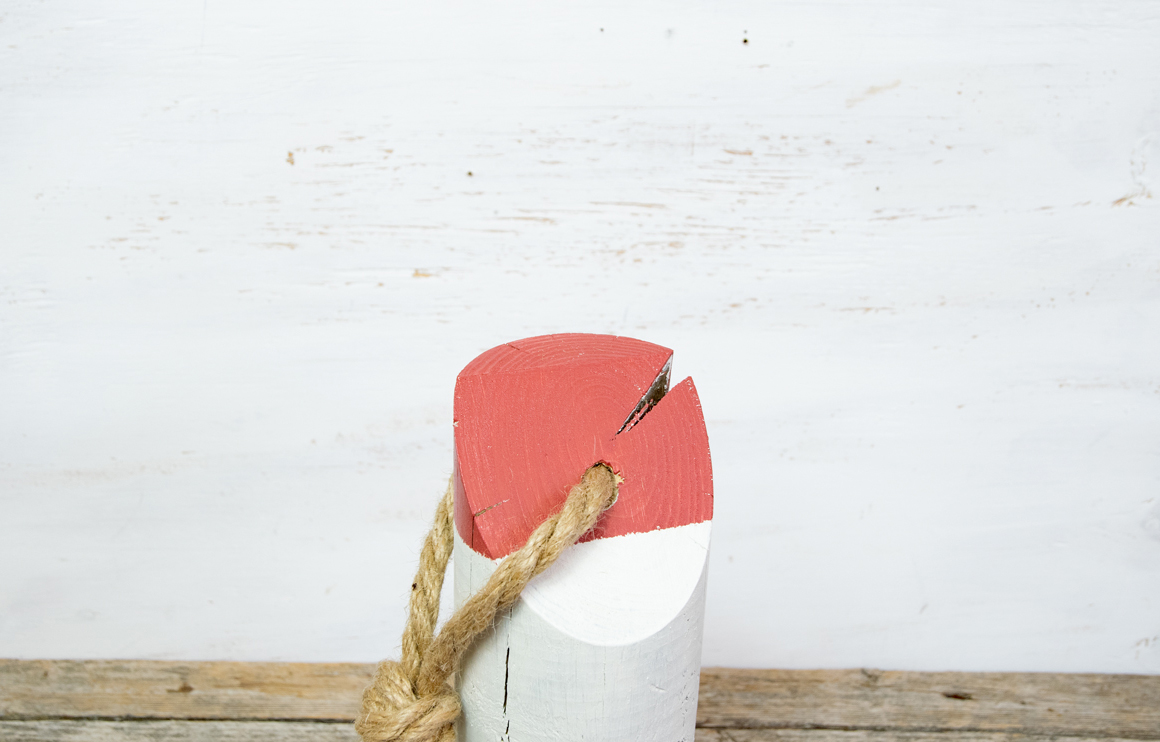 Deko Hummerboje Boje Holz rund weiß / rot / blau Maritim