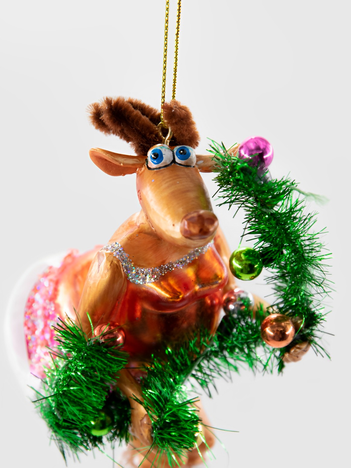 Weihnachtsschmuck Hänger Rentier mit Tannengirlande