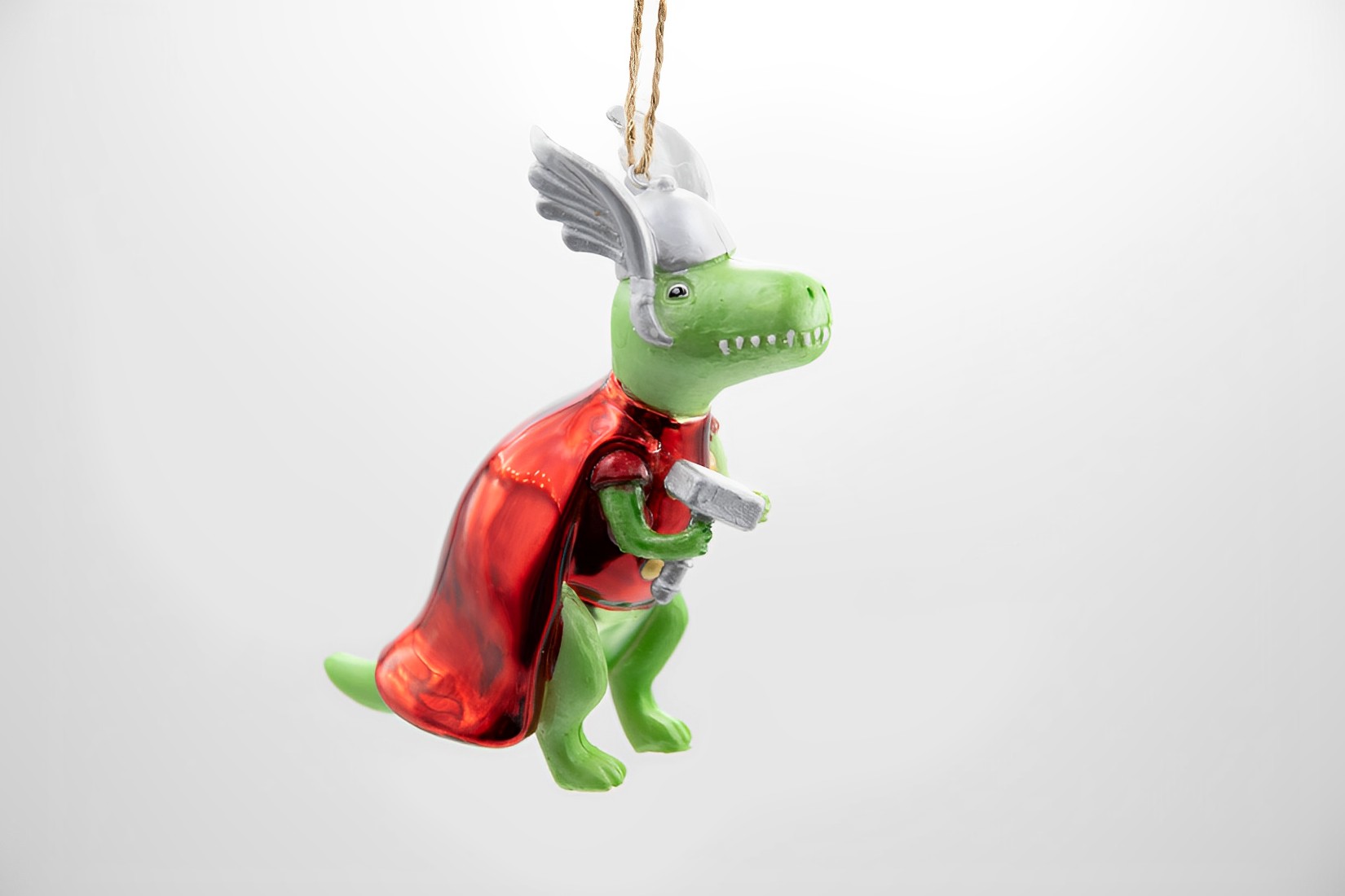 Sass & Belle T-Rex Thor mit Hammer Weihnachtsschmuck   
