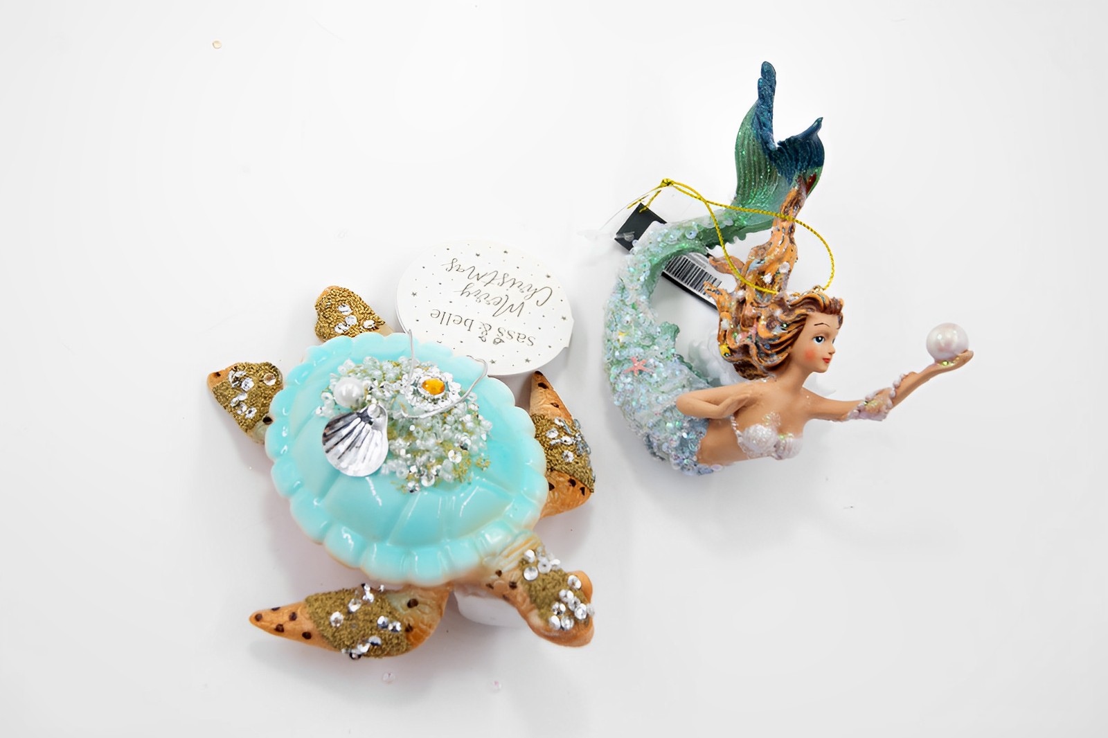 Meerjungfrau & Schildkröte 2er Set B-Ware Christbaumschmuck 
