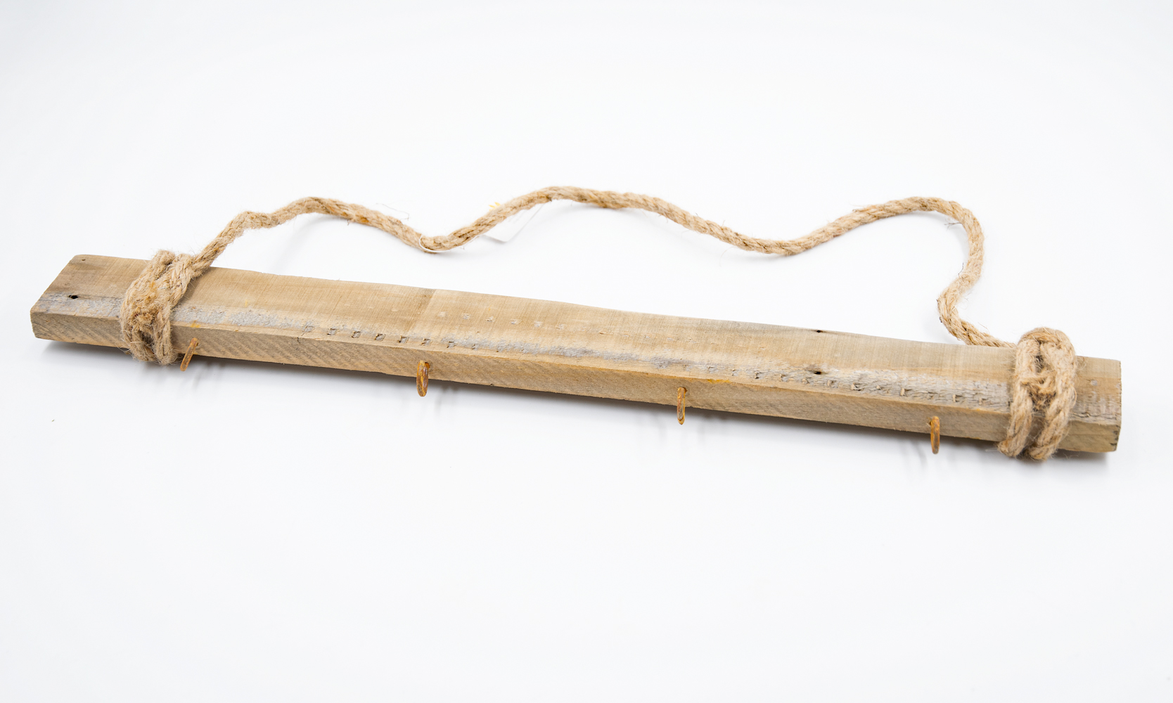 Hakenleiste mit vier Haken Garderobe Holz braun Landhausstil