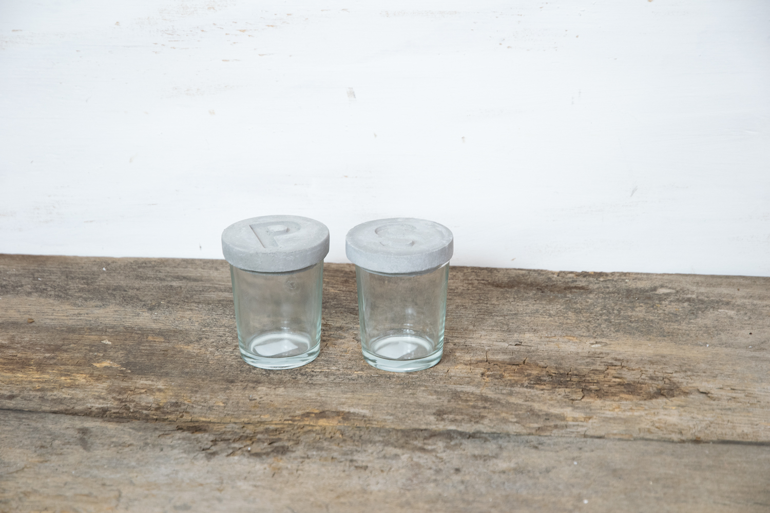 Salz- und Pfeffertopf Set Glas Beton Landhausstil Industriestil