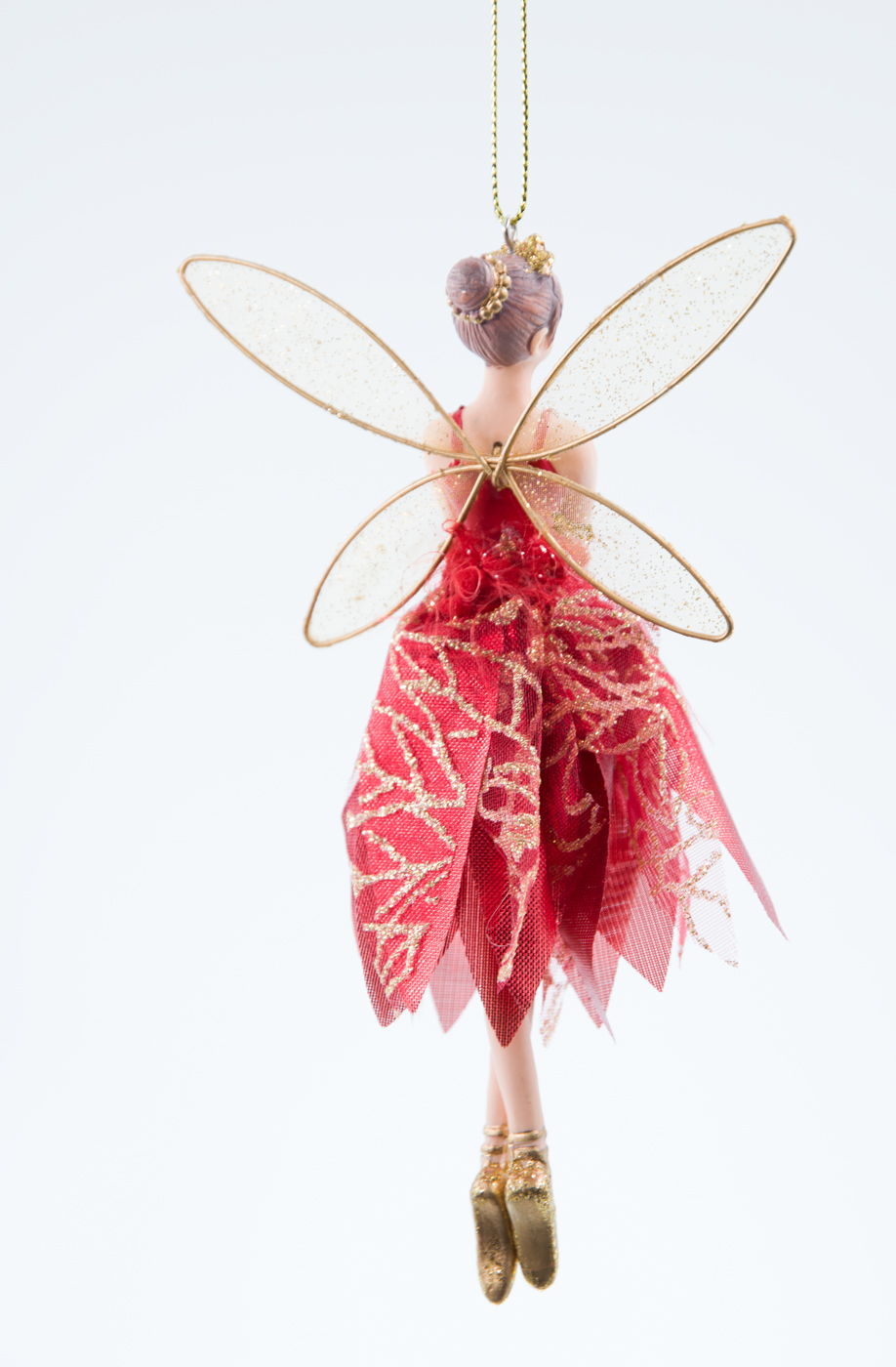 Gisela Graham Fairy Ballerina rot / gold Weihnachtsschmuck